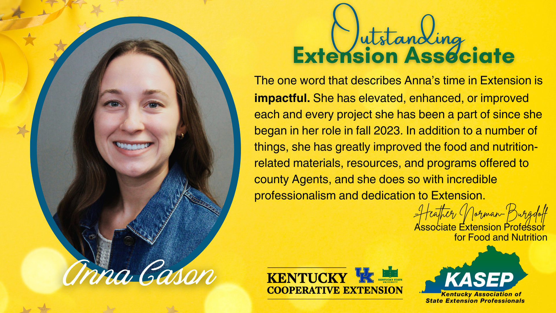Outstanding extension associate - Anna Cason