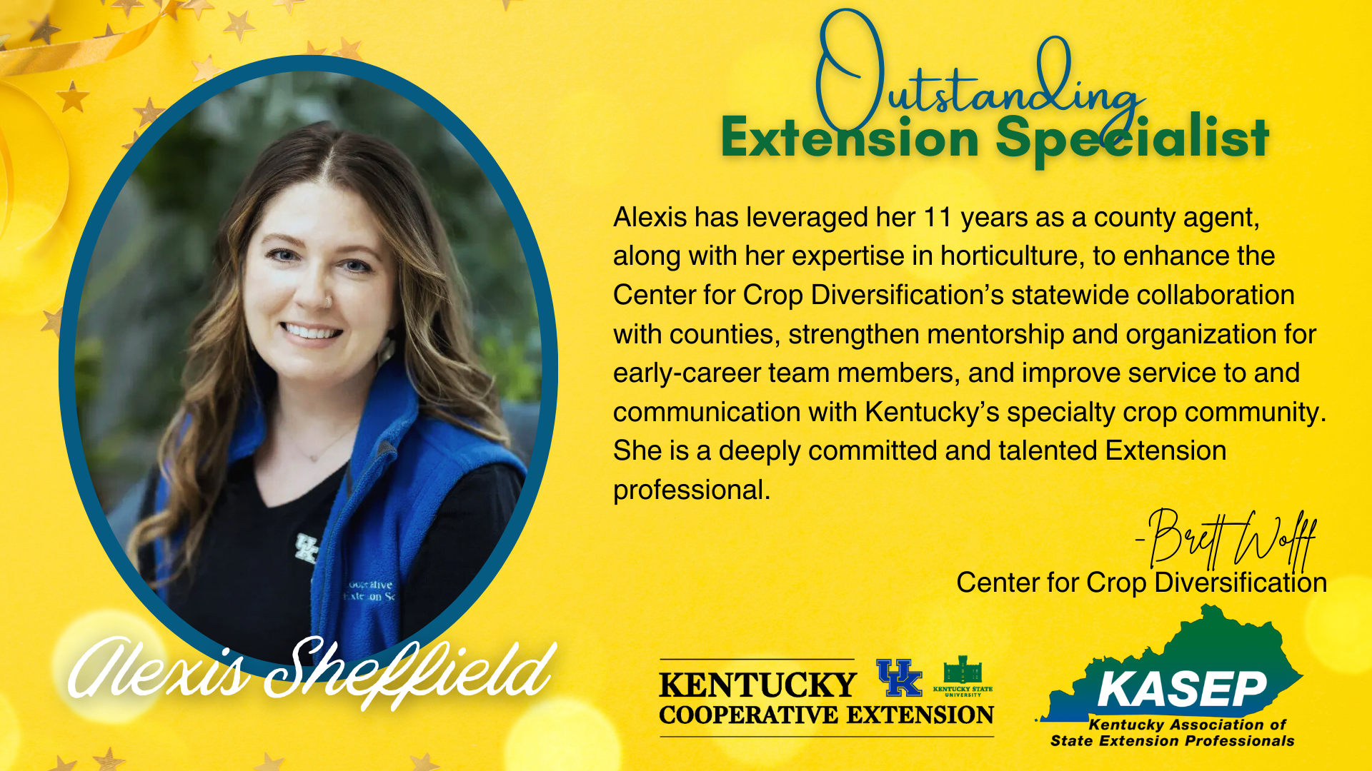 Outstanding extension specialist - Alexis Sheffield